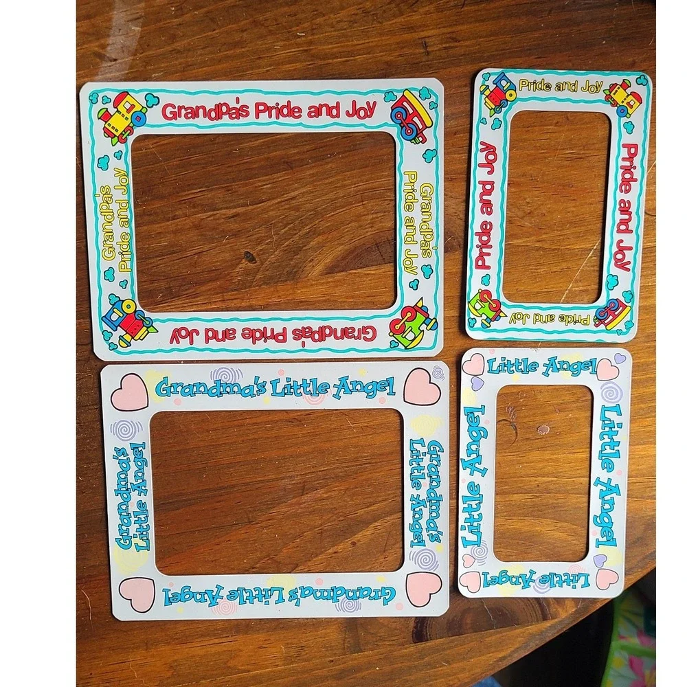 Vintage Magnetic Photo Frame Set Grandmas Little Angel Grandpas Pride Joy